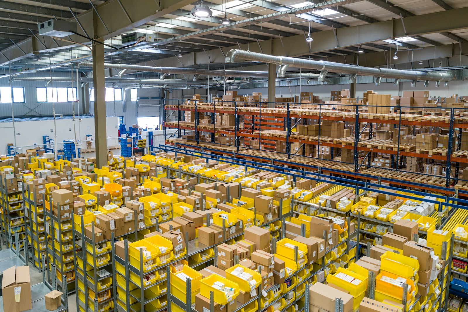Interior warehouse storage aisle